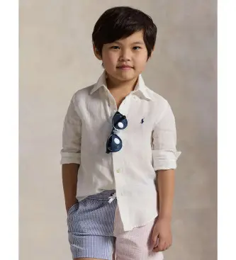 Polo Ralph Lauren per ragazzo 322967600003 Camicia di lino bianco (6años=117/123cm), Casual, Manica lunga, moda per bambini