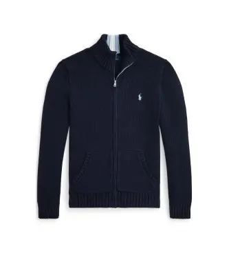 Polo Ralph Lauren per ragazzo 323799411025 Maglione blu navy in cotone con cerniera ( 14Años= 163/174cm), Casual, Manica lunga, moda