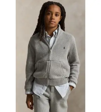 Polo Ralph Lauren per ragazzo 323799411026 Maglione di cotone con zip grigio ( 12años= 150/161cm), Casual, Manica lunga, moda per bam