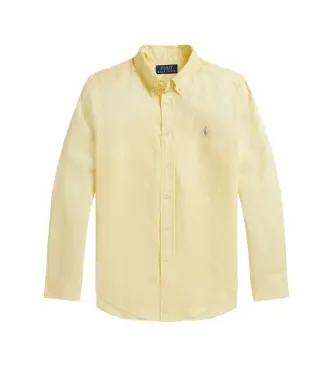 per ragazzo 323967600503 Camicia di lino gialla ((M) 9años= 140/149cm), Casual, Giallo, Cotone, Manica lunga, moda per