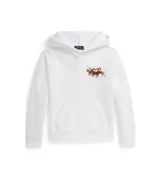 Polo Ralph Lauren per ragazzo 323A95741002 Felpa in pile con triplo cavallo bianco (6/7años= 136/138cm), Casual, Cotone, moda per bambini