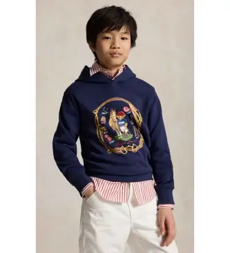 Polo Ralph Lauren per ragazzo 323A96602001 Felpa in pile con orsetto Polo blu navy (6/7años= 136/138cm), Casual, Cotone, moda per bambini