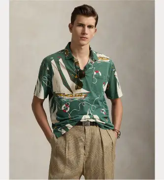 per uomo 710971786001 Polo verde barca a vela dal taglio classico (XL), Casual, Cotone, Manica corta