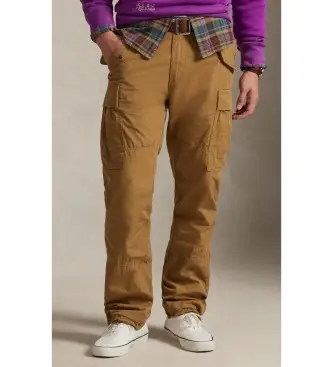 per uomo 710974518003 Pantaloni cargo in tela marrone dalla vestibilità classica (32/32), Casual, Cotone