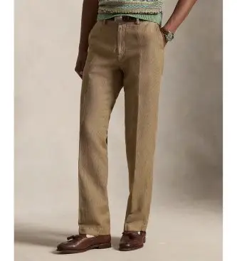 per uomo 710A13266006 Pantaloni in cotone e lino Classic Fit beige (31/34), Casual