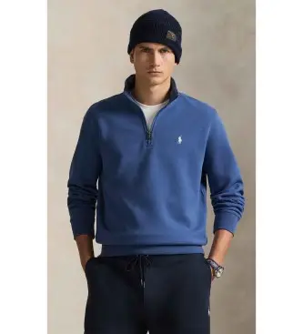 per uomo 710P06234504 Maglione blu navy a doppia maglia con cerniera corta (XXL), Casual, Cotone, Classico