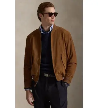 per uomo 710P08224500 Giacca da aviatore in pelle scamosciata marrone (L), Casual, Camoscio