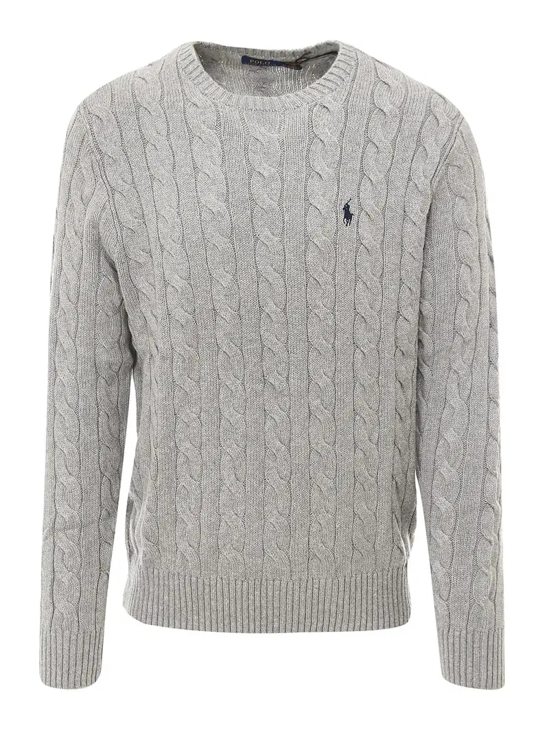 Pull a trecce in cotone Grigio