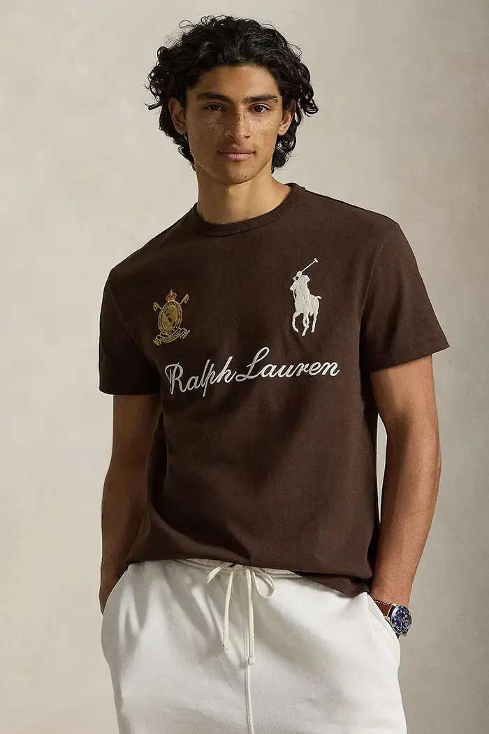 t-shirt da uomo in cotone Marrone