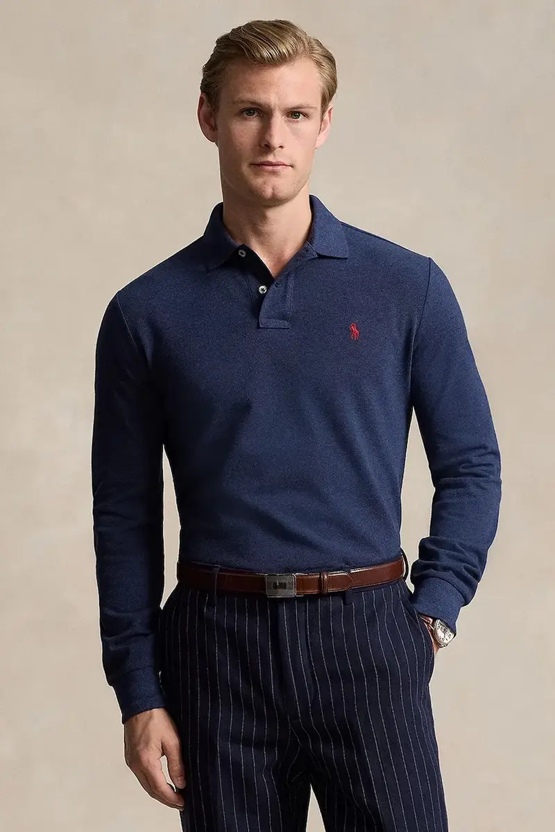 Polo Ralph Lauren top a maniche lunghe in cotone colore nero 710680790 Blu navy