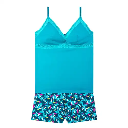 Pomm Poire Completo top e pantaloni corto donna Savane Turquoise