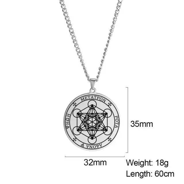 Collana cubo dell Arcangelo Michele Metatron per uomo donna Fiore della vita Pendenti esagramma magico in acciaio inossidabile Gioielli spirituali