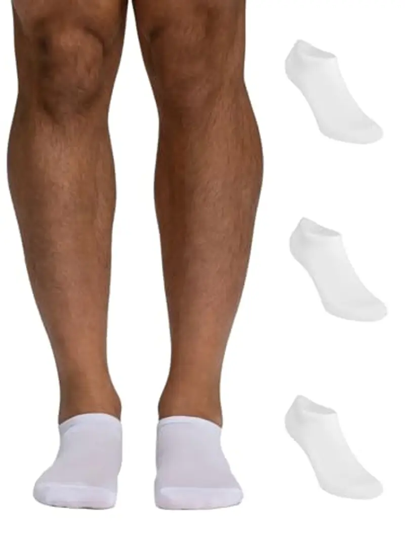 POMPEA Cotton Calzini alla Caviglia, Bianco, 43/46 (Pacco da 3) Uomo