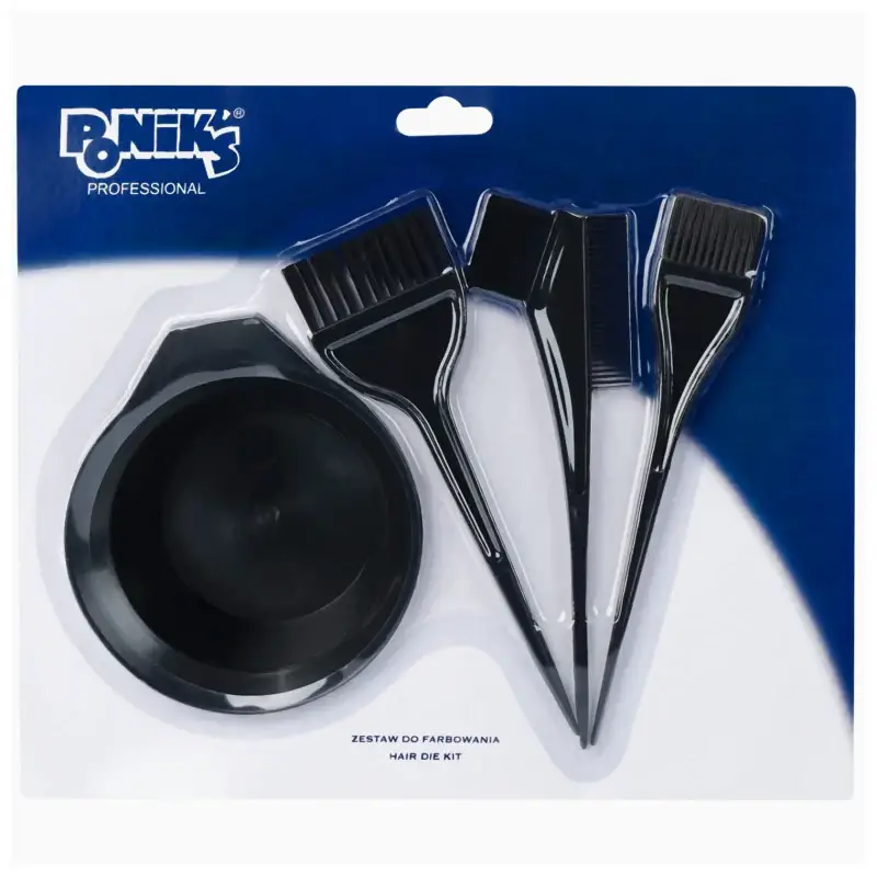 Ponik`s Set per la colorazione dei capelli - Ciotola con misurino + 3 pennelli