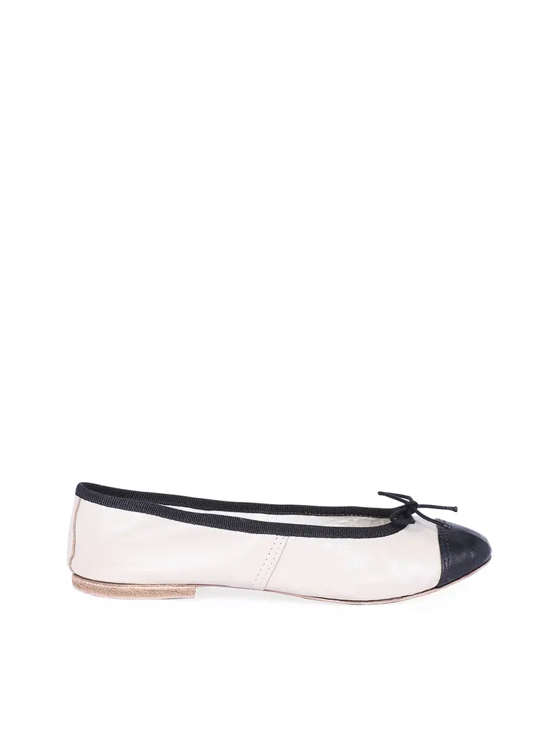 Porselli Scarpette Ds - Bianco Sporco, Trim Nero Con Punta Nera Eu