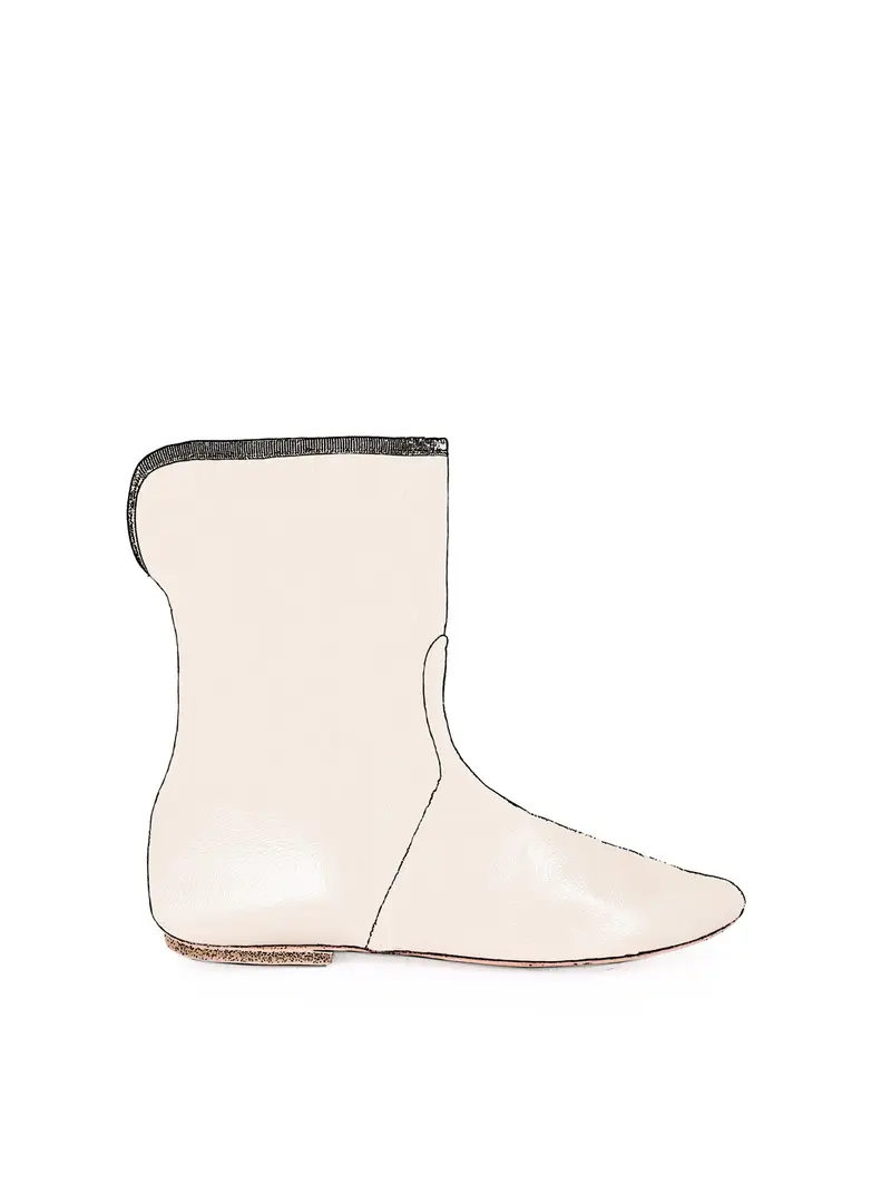 Porselli Stivaletto Con Risvolto Bianco Sporco Eu