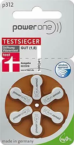 Batteria per apparecchi acustici Power One p312 (10 X 6 = 60 Pz) Spedizione gratuita in tutto il mondo
