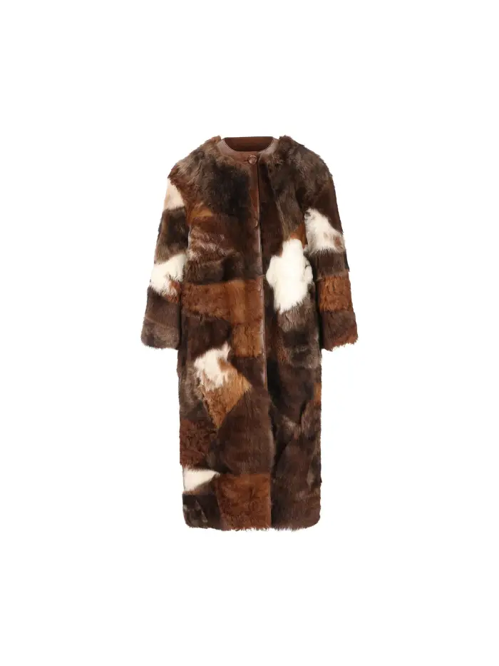 PRADA Cappotto realizzato in pelliccia di montone MULTICOLOR