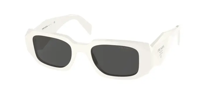Donna Prada PR 17WSF 1425S0 Occhiali da sole Acetato Bianco Grigio Squadrata Normale