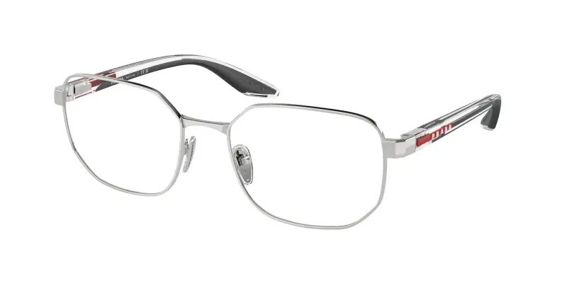 Prada Linea Rossa Uomo PS 50QV 1BC1O1 Montature da vista Metallo Argento Trasparente Geometrica Normale