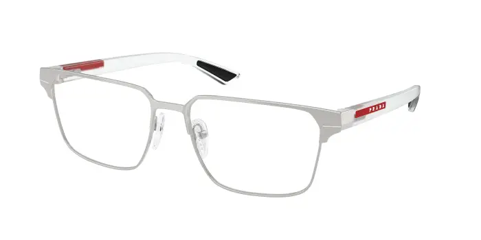 Prada Linea Rossa Uomo PS 50TV 1BC1O1 Montature da vista Metallo Argento Trasparente Squadrata Normale