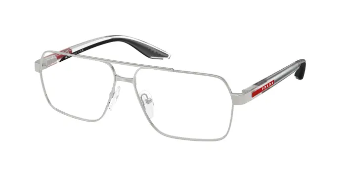 Prada Linea Rossa Uomo PS 51TV 1BC1O1 Montature da vista Metallo Argento Trasparente Squadrata Normale