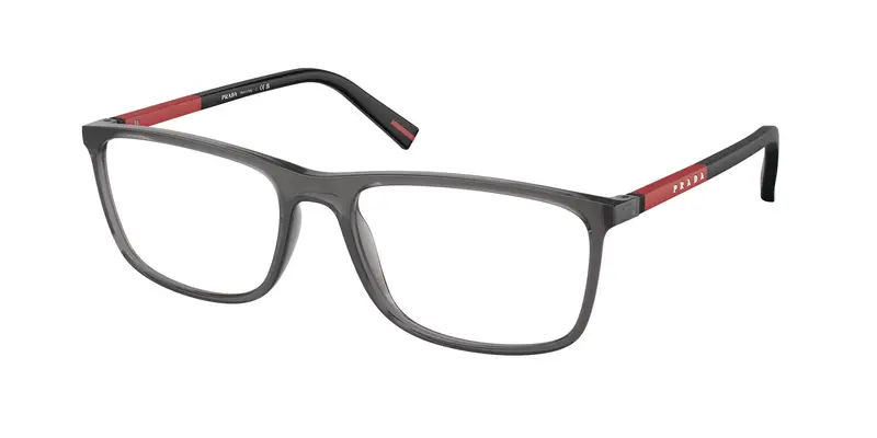 Prada Linea Rossa Uomo PS 03QV 01D1O1 Montature da vista Iniettato Grigio Trasparente Squadrata Normale