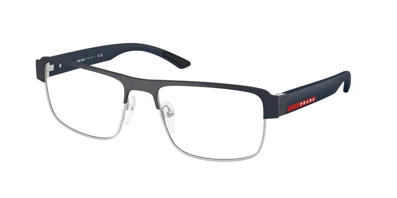 Prada Linea Rossa Uomo PS 51RV TFY1O1 Montature da vista Metallo Blu Trasparente Squadrata Normale