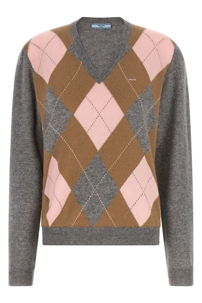PRADA Maglia Motivo Argyle Grigio