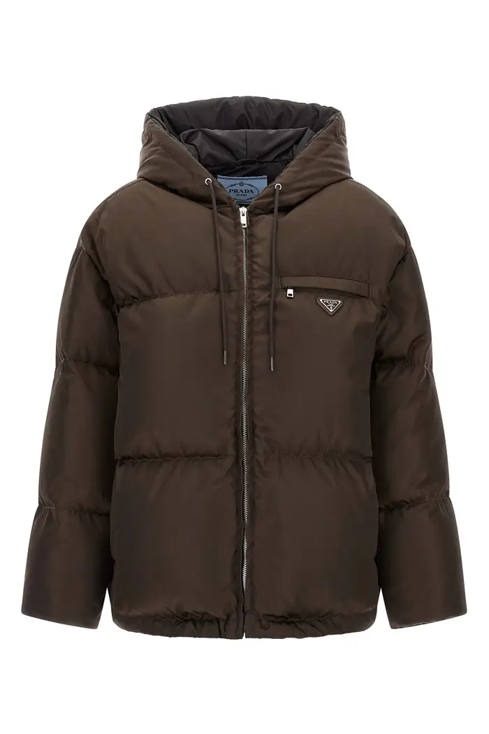 PRADA Piumino In Re-Nylon Marrone