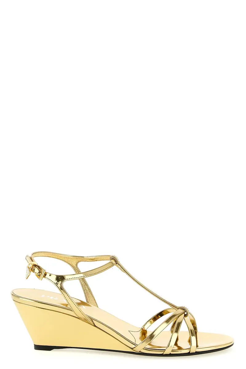 PRADA Sandalo Pelle Laminata Oro