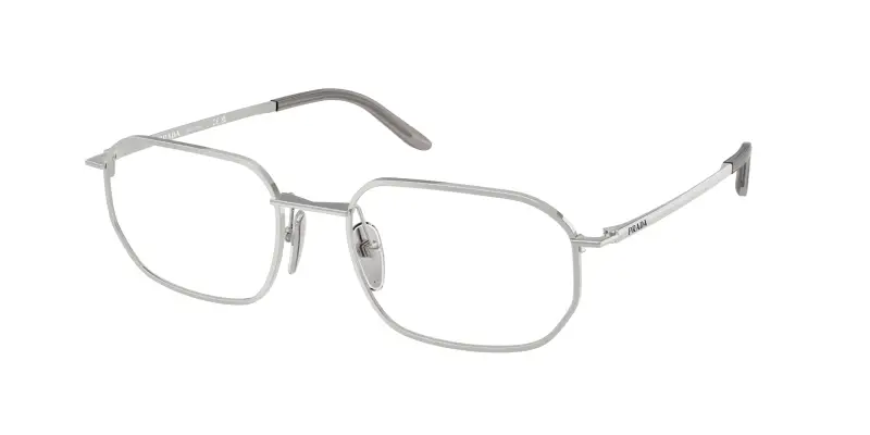 Prada Uomo PR D51V 1BC1O1 Montature da vista Metallo Argento Trasparente Geometrica Normale