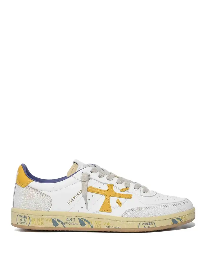 Premiata Sneakers Bsktclay 8161 In Pelle White Bianco