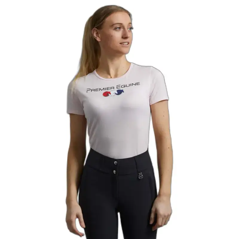 Premier Equine Maglietta da equitazione da donna in cotone Chiaro