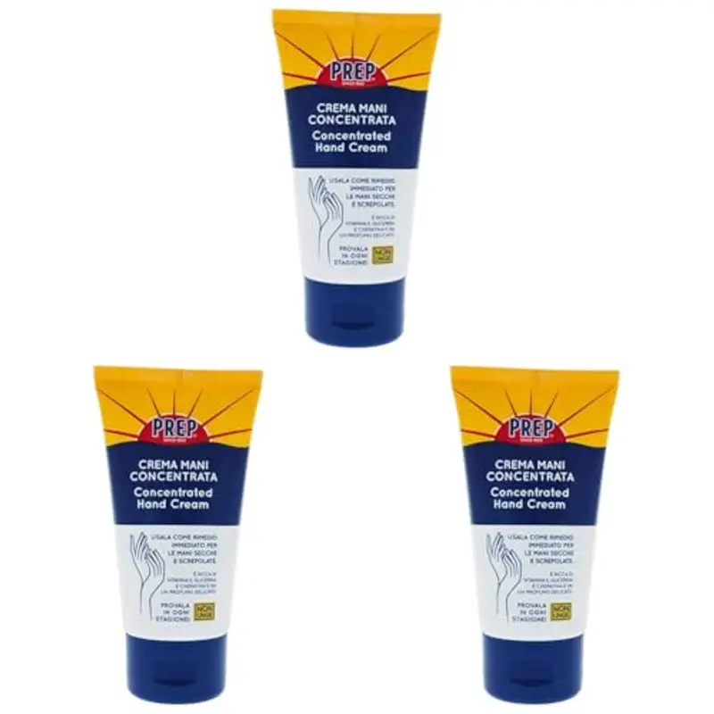 PREP Crema Mani Concentrata con Glicerina e Cheratina, 75 ml (Confezione da 3)