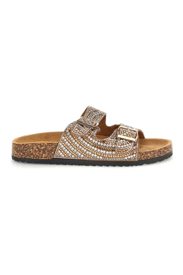 PRIMA RIGA Ciabatte Oro con strass e doppia fibbia 14180 [CHAMPAGNE]
