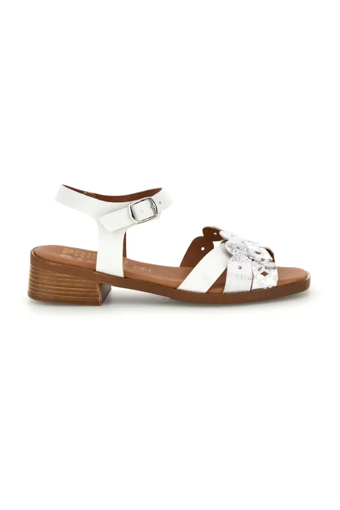 Sandali bianchi con cinturini decorati Prima riga L43 [BIANCO]