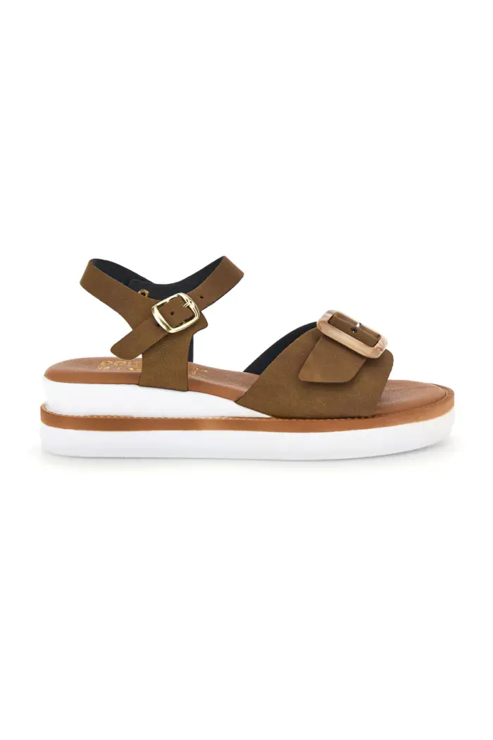 Sandali marroni con cinturino alla caviglia e fibbia Prima riga M215 [MARRONE]