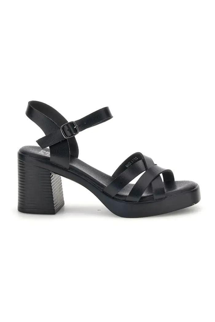 PRIMA RIGA Sandali neri con tacco e plateau AD897701 [NERO]