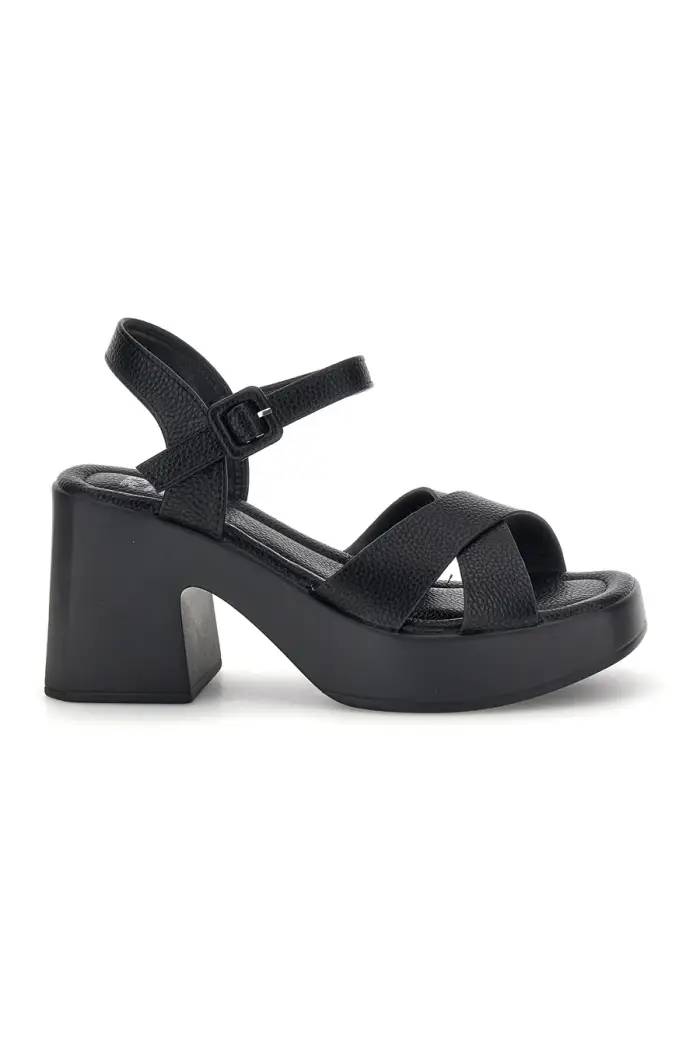 PRIMA RIGA Sandali neri con tacco e plateau BL501708 [NERO]
