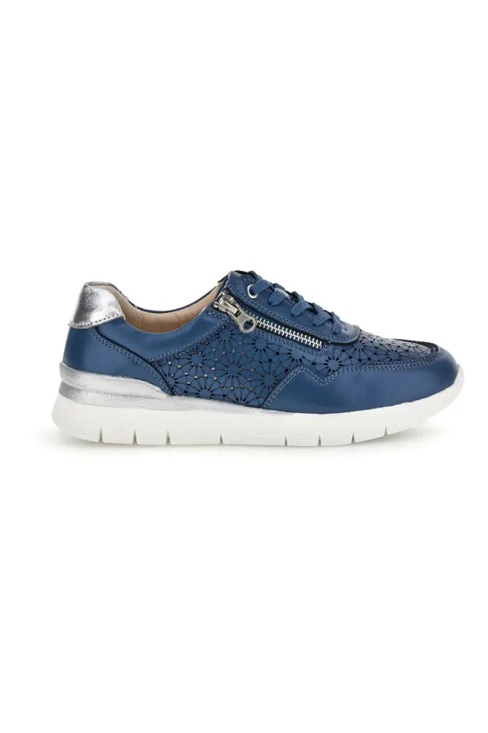 PRIMA RIGA Sneakers blu traforate con arch support in vera pelle 182082 [BLUE]