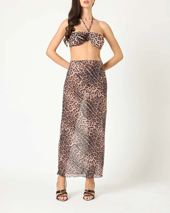 Copricostume donna leopard marrone in tessuto LEMA