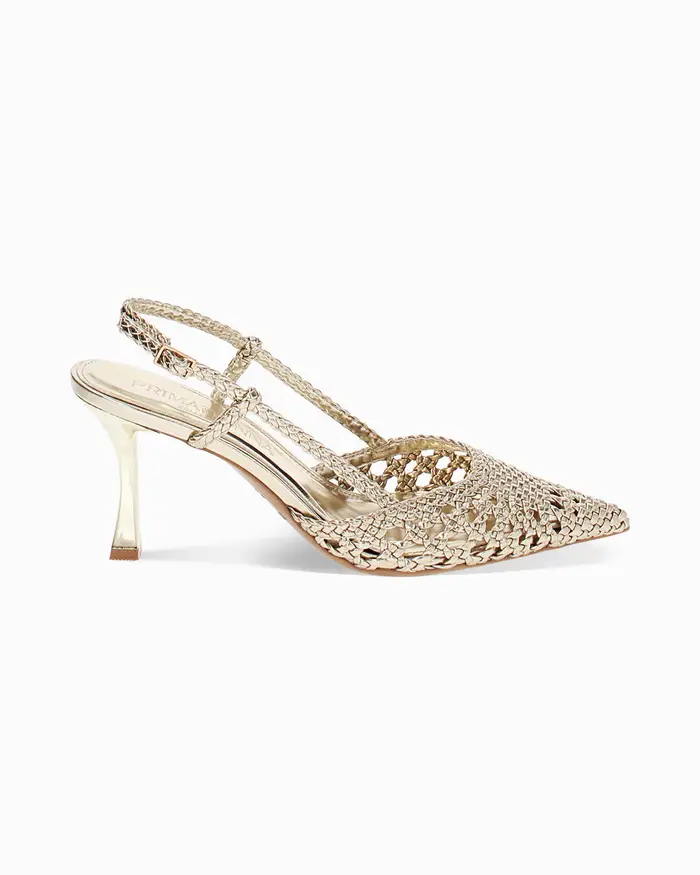 Primadonna Collection Décolleté slingback donna oro intrecciate, tacco 7,5 cm OROG