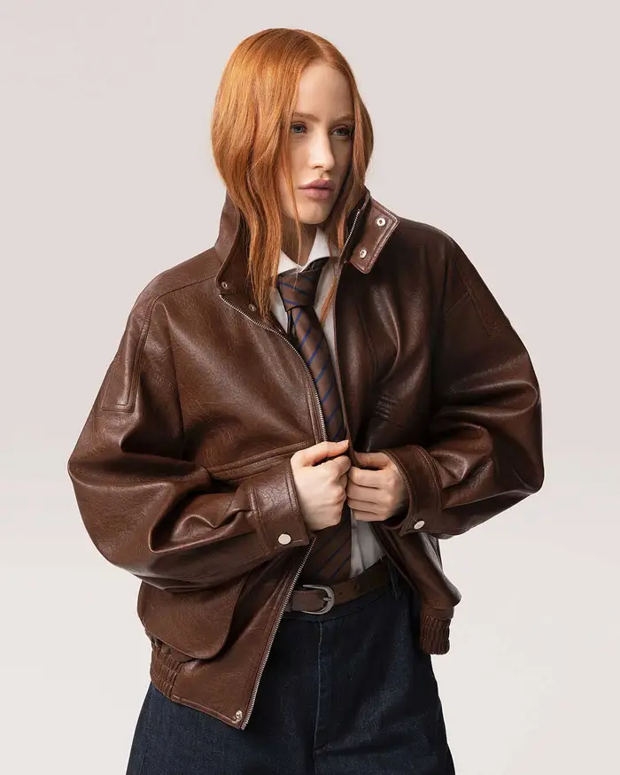 Giubbino marrone con colletto alto da donna MARR