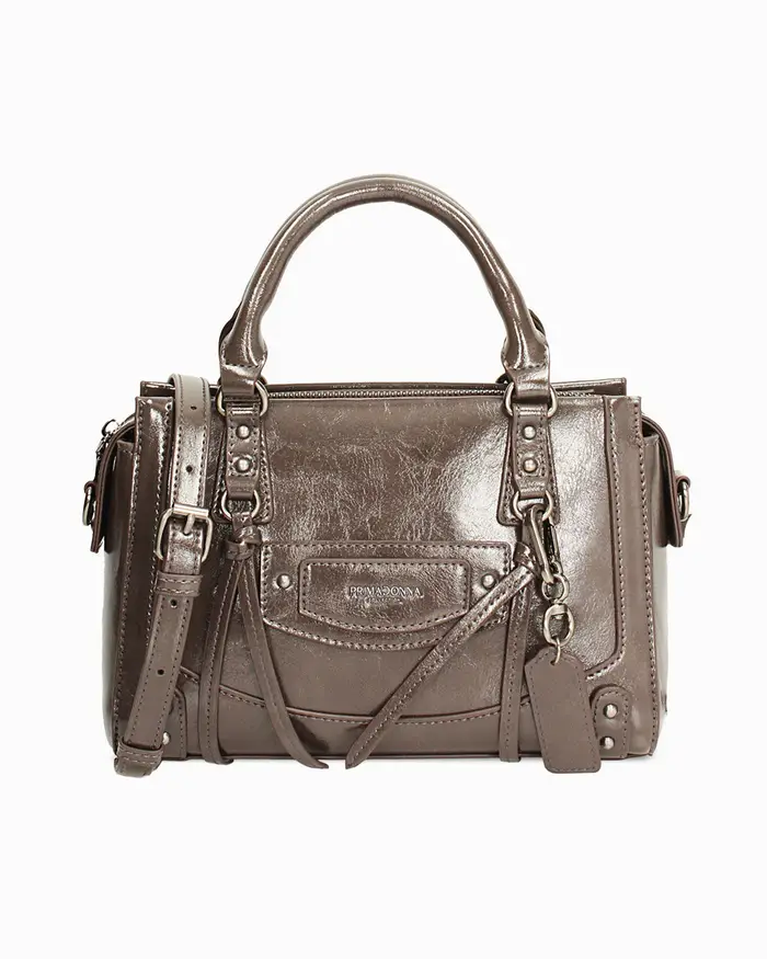 Mini bag grigia lucida con tracolla removibile GRIG