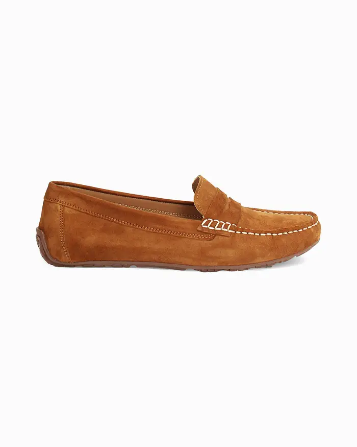 Mocassini in camoscio cognac COGN