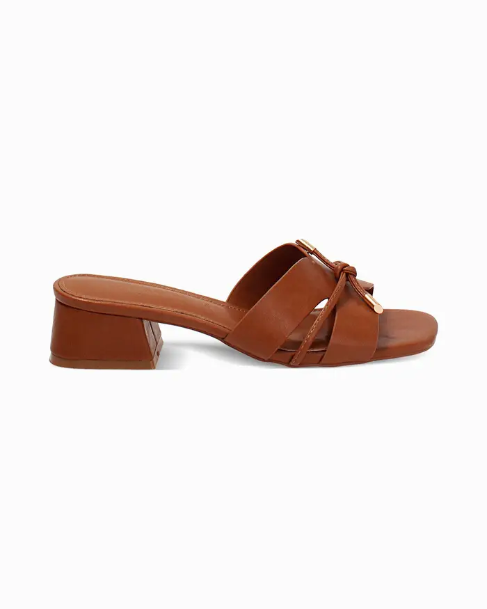 Mules open toe cognac tacco 4 cm COGN