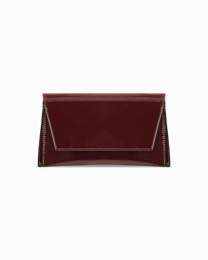 Pochette bordeaux vernice con tracolla removibile BORD