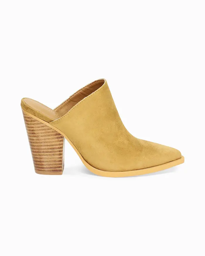 Sabot donna cognac in microfibra, tacco largo 9,5 cm COGN