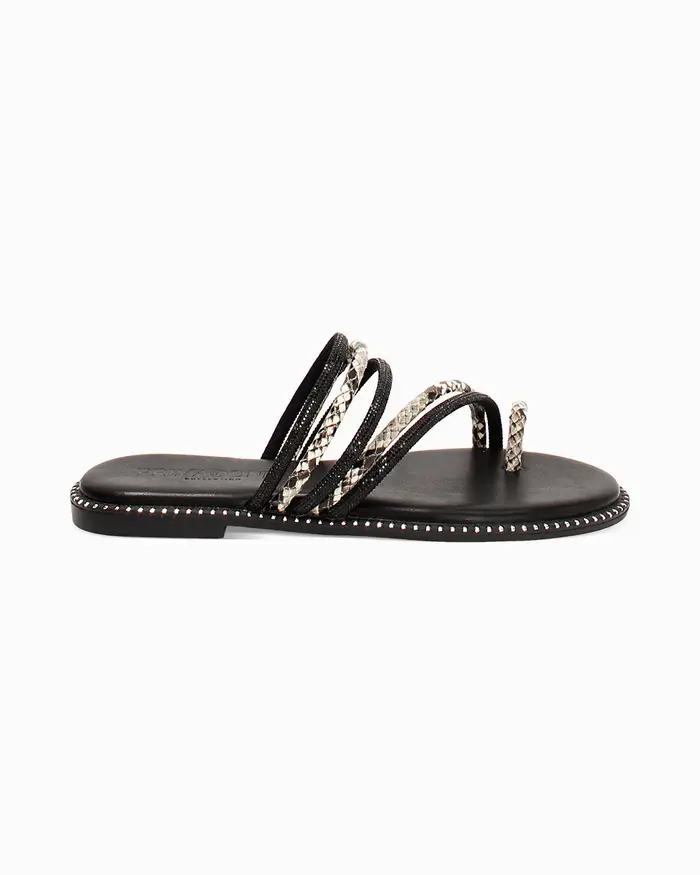 Primadonna Collection Sandali bassi neri con stampa pitone BEIG